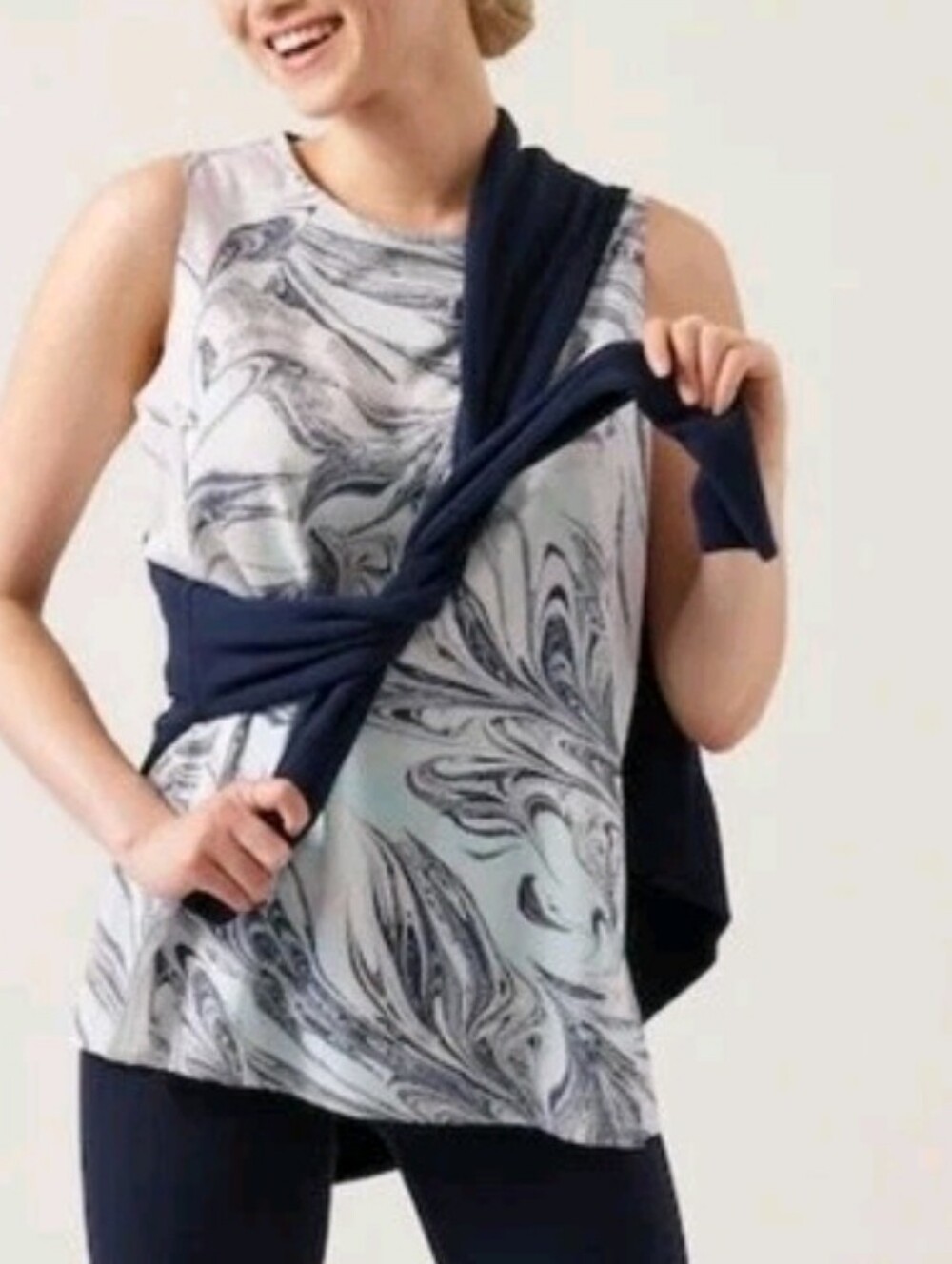 Athleta Zephyr Refined Tank in the "Sumi Marble Light Blue"